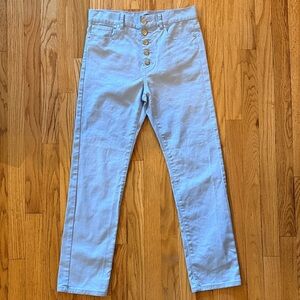 Joseph London sz 27 Drill Stretch Light Blue High-Waisted Button-Fly Jeans